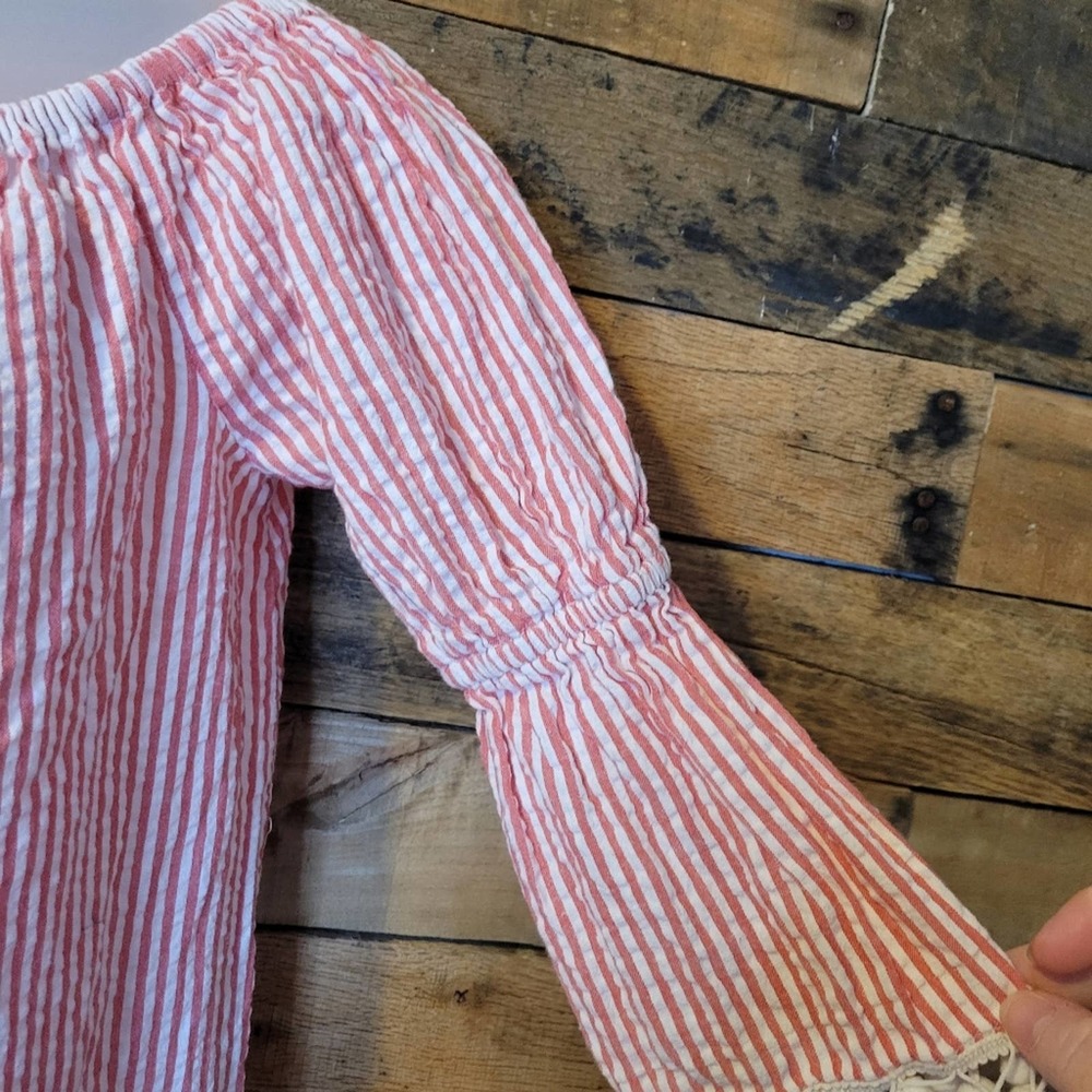 SALE-GB brand women's red and white candy stripped off shoulder dress size small - Picture 5 of 10